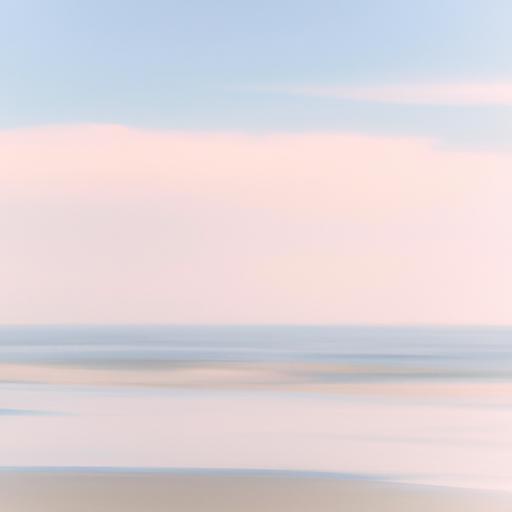 The pastel tones of the sky and sea create a peaceful and relaxing atmosphere